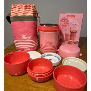 Thermos Pink Bento Box Lunch Stainless Jar Heat Retention